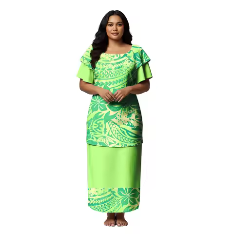 Comfortable Clothing Custom Image Classic Tribal Lady Wear Oversize Aloha Dress Polynesian Fashion P