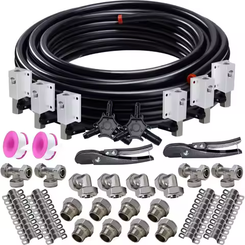 76PCS Air Compressor Line Kit 3/4 inch x 200 Feet HDPE Aluminum Black for Rapid Air System 3/4" Air 