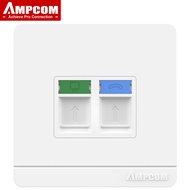 AMPCOM RJ11 RJ45 Faceplate Wall Socket Networking Socket Outlet Mount 1 Port/2 Port/4 Port