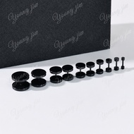 Black Dumbbell Earrings Stainless Steel