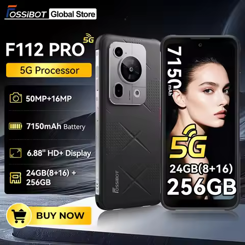 Fossibot F112 Pro 5G Android 14 Rugged Smartphone 24GB(8+16) 256GB 6.88" HD+ 7150mAh Mobile Phone 50