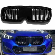 Front Grille Racing Grill For BMW X1 U11 U12 2023-2024 M Sport Black Double Slat Style Car Upper Bum