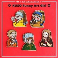 ☸ KUSO Funny Art Girl - Girl with A Pearl Earring/Lady with An Ermine/Mona Lisa Self-adhesive Sticke
