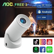 AOC Free 3 โปรเจคเตอร์ 4k เชื่อมต่อ wifi bluetooth โปรเจ็กเตอร์แบบพกพา Mini Projector android ปรับไ