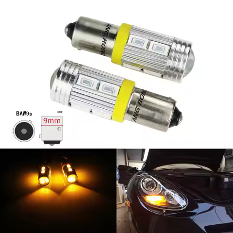 ANGRONG 2x Amber BAW9s HY21W 10 SMD 5630 LED Turn Signal Indicator Light Lamp Bulb DRL