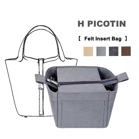 For H Picotin18 22 26 Felt Cloth Insert Bag Organizer Makeup Bucket Organizer Travel Inner Purse Por