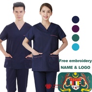 Ready Stock Baju Suit Scrub Medical Set Lengkap untuk lelaki &amp; perempuan Original kain tak panas Good quality and sewing