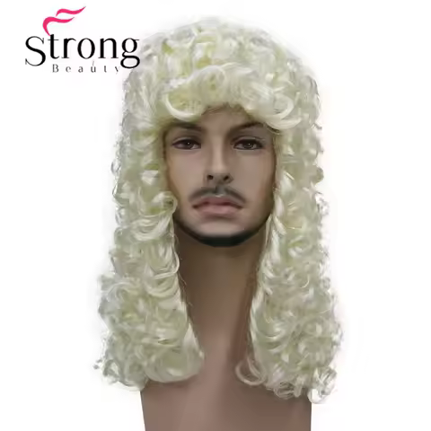 StrongBeauty Synthetic Wig Judge Baroque Nobleman Curls Historical Blonde Gray Black Curls Historica
