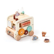 codMontessori Busy Toys Educational Games Bus 5 in 1 Busy Box Toys Montessori Wooden Children Toys B