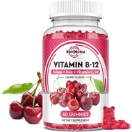 Vitamin B12 Gummies - 5000 mcg Methylcobalamin with Iron, Vitamin C, D3 & Folate, Energy Support and