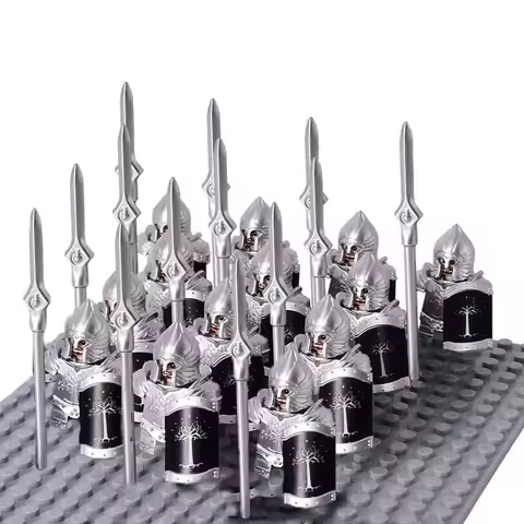 13Pcs Solider Eomer Rohan Warriorr Vs Uruk Hai Army Figures With Shield Sword Bow Spear Kids Toys NE
