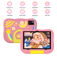Kids Tablt,10.1 Inch Android 14 Tablet For Kids,4GB RAM+64GB ROM,A523 Octa-Core 2.0GHz,HD Ince 1280*
