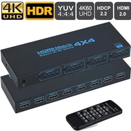 4K 60Hz สวิทช์เมทริกซ์ HDMI 4 In 4 Out Matrix 2.0สลับ Splitter Selector 4X4สนับสนุน EDID HDR10 HDCP2.2สำหรับ PC Loptop TV