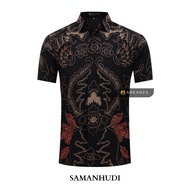 KEMEJA Original Batik Shirt With SAMANHUDI Motif Short Men's Batik Shirt For Men, Slimfit, Full Layer, Short Sleeve