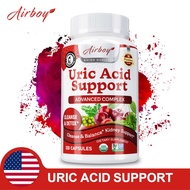 Uric acid and kidney health dietary supplement, 30/60/120 vegetarian capsules, containing tart cherr