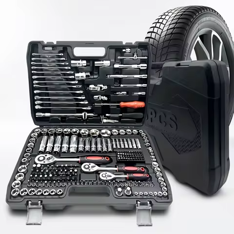 1 Set of 46-Piece Car Repair Tool Set, Ratchet Wrench Tool Box, Car Maintenance Socket Repair Kit, H