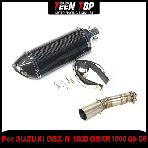 Slip-on Exhaust For SUZUKI GSX-R1000 GSXR1000 Middle Link Pipe Motorcycle Real Carbon Fiber Exhaust 