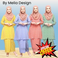 By Melia Design Baju Kurung moden riau Corak Bunga Cotton Premium Lembut Sulam Lace Biku