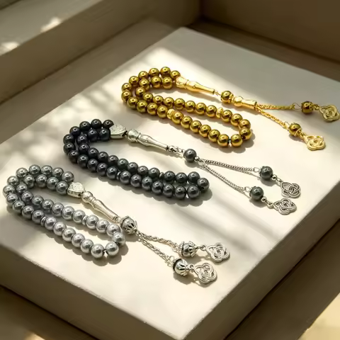 Fashion Muslim Obsidian Rosary 8mm 33 Prayer Beads Hematite Stone Prayer Beads Middle East Retro Tur