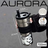 【ONDA】（COD）แก้วเก็บความเย็น ผิวเนื้อเซรามิก จุขนาดใหญ่ 316 สแตนเลส พร้อมหลอด แก้วกาแฟ 710ml ถ้วยน้ำค