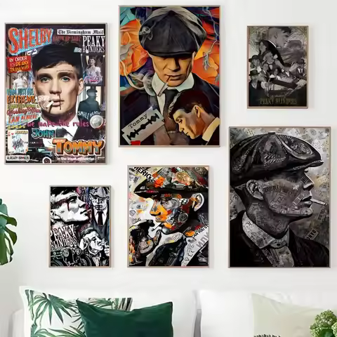 P-Peaky B-Blinders TV Self-adhesive Art Anime Posters Sticky Decoracion Painting Wall Art White Kraf