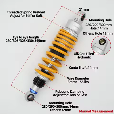 1 piece 8mm/155lbs Spring Coil Side Rear 280mm 305mm 360mm 330mm for Damping Adjustable V16 TR300 Gr