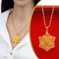 XT Jewellery Korea 24k Hollow Flower Necklace Fashion Woman 916 Original Gold Plated