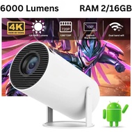Project - Smart HY300 A Projector 4K HD Android Dual WIFI 6.0 6000 Lumens Bluetooth RAM 2/ 16 GB