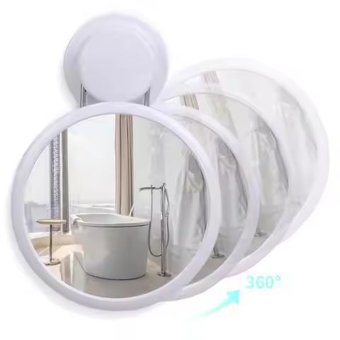 360 Degree Rotation Suction Cup Makeup Mirror Waterproof Removable Hanging Round Mirror Clear Image 