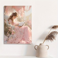 1pc Gentle Woman Frameless Canvas Wall Painting Retro Style Women's Poster Print for Living Room Bed