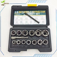 14PCS Broken Nut and Bolt Extractor Socket Set Damage Rust Screw Bolt Nut Remover Tools Extractor So