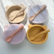 Morry baby Silicone Rice Cup Bear With Lid And Spoon Bowl Vacuum Suction Table kid a kiss Shop