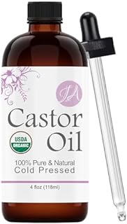 Castor Oil (Organic - 4oz) 100% Pure &amp; Natural - Cold Pressed, Hexane &amp; Chemical Free - All-Natural Carrier Oil Solution - Eyelash Serum - Helps Stimulate Growth for Lashes, Eyebrows, Hair, &amp; More!