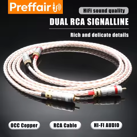 Preffair HIFI 6N OCC SIiver Plated 4TC 2RCA to 2RCA Cable Gold Plated RCA Connector Cable Hi-end CD 