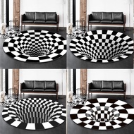 3D Vortex Optical Illusion Rugs Trap Area Rugs Not-Slip Round Rugs Area Carpets for Living Room Carp