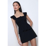 Poppy Flutter Top Black