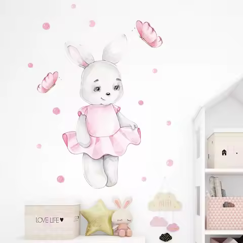1Pc Cartoon Cute Rabbit Wall Sticker Furniture Baby Room Decor for Home Furniture Kids Room Bedroom 