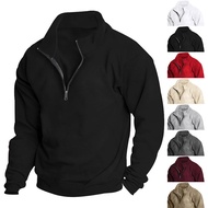Men's Quarter Zipper Pullover Spring Autumn Casual 1/4 Zip Stand Collar Long Sleeve Sweatshirts