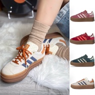 Pink Leopard adidas originals GAZELLE BOLD German Training Thick-Soled Heightening Embroidery Velvet