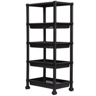 Extra Big 5 Tiers Plastic Rack With Wheel / Bathroom Rack / Kitchen Rack / Rak Barang Dapur / Rak Ba