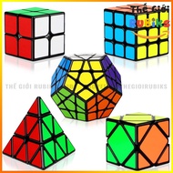 Combo 5 Khối Rubik Sticker Viền Đen Qiyi 2x2 3x3 Skewb Megaminx Pyraminx. Rubic 3x3 Hàng Đẹp Xoay Tr