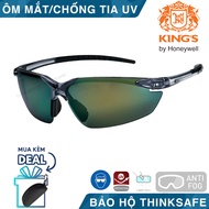 Kính bảo hộ Kings KY715 màu đen tráng gương ánh Xanh chống chói chống tia UV Kính chống bụi đi đường
