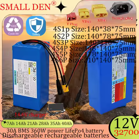 12V 7AH 14AH 21AH 28AH 35AH 40Ah 32700 LifePo4 Battery Pack with 4S Built-in BMS 14.6V Electric Scoo