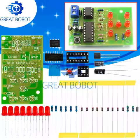 BS Electronic Dice Kit Led Dice Parts Cd4017 Ne555 Electronic DIY Production Kit with Reverse Connec