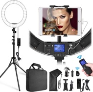 LED Ring Light with Stand and Phone/iPad Holder, 19 Inch 60W Bicolor 3000K-5800K Large Circle Light 