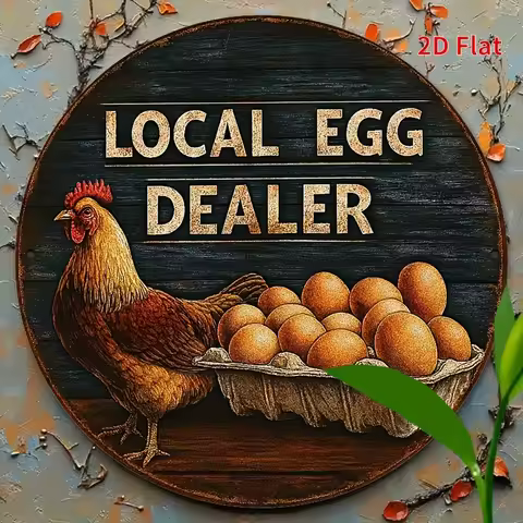 2D Flat, [2D Flat]1pc8 X 8inch (20 X 20cm) LOCAL EGG DEALER SIGN/ Metal Sign Vintage Aluminum Sign, 