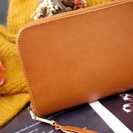 【開運錢包】焦糖棕。植鞣中夾/護照夾/皮夾/錢包/零錢包/真皮