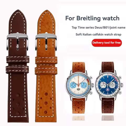 Breathable watch strap for Breitling Top Time series Deus/B01 Cowhide Bracelet Italian Calfskin 20mm