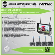 7-STAR* Wireless 4CH 7” Monitor Mobile DVR Recorder with 4 HD Wireless CCTV Camera | For:Lorry, Cran