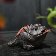 Iwishan Purple Sand Tea Pet Ornaments Boutique Painted Pottery Tripod Golden Toad Tea Set Accessorie